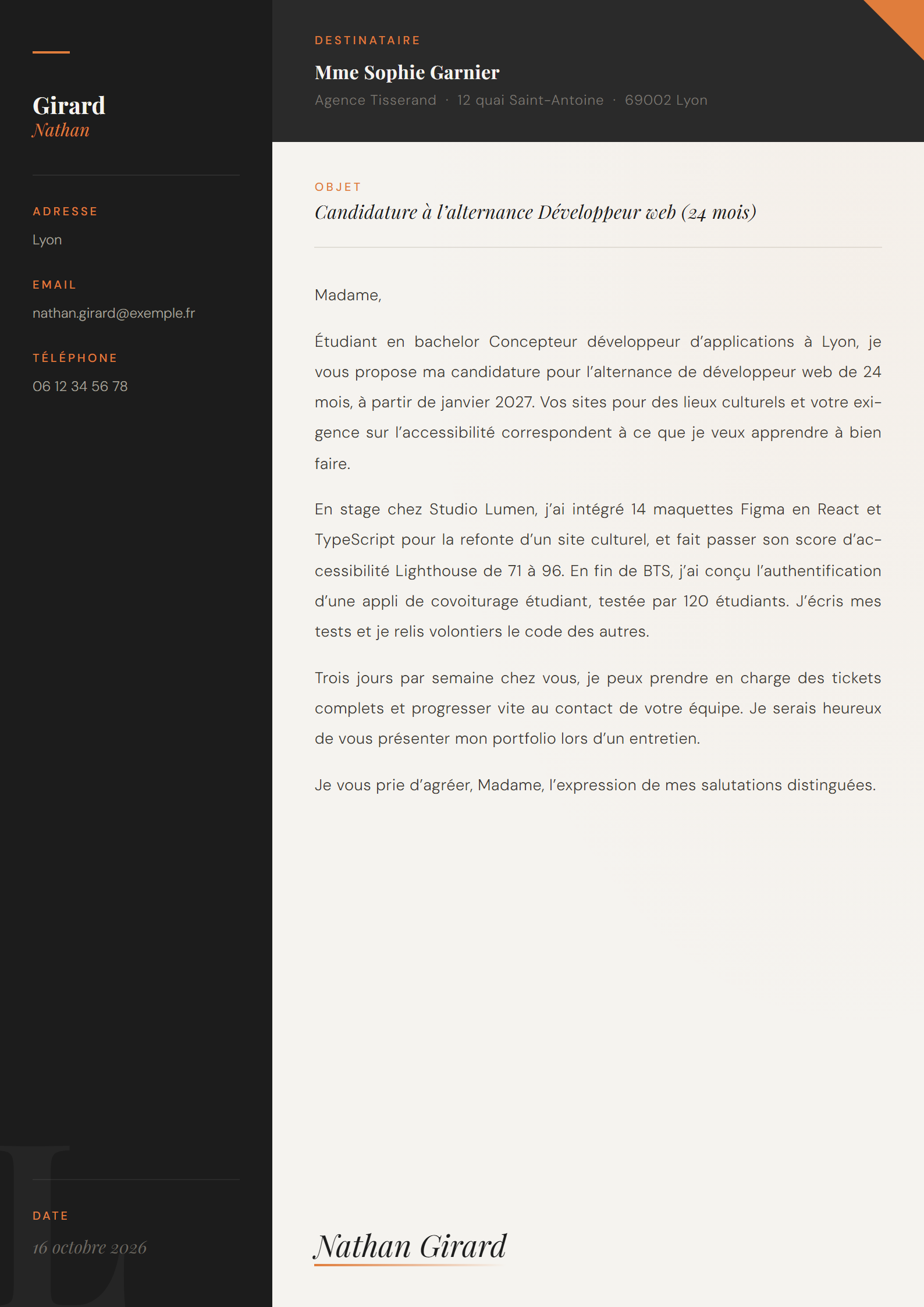 Modèle de lettre de motivation Slate